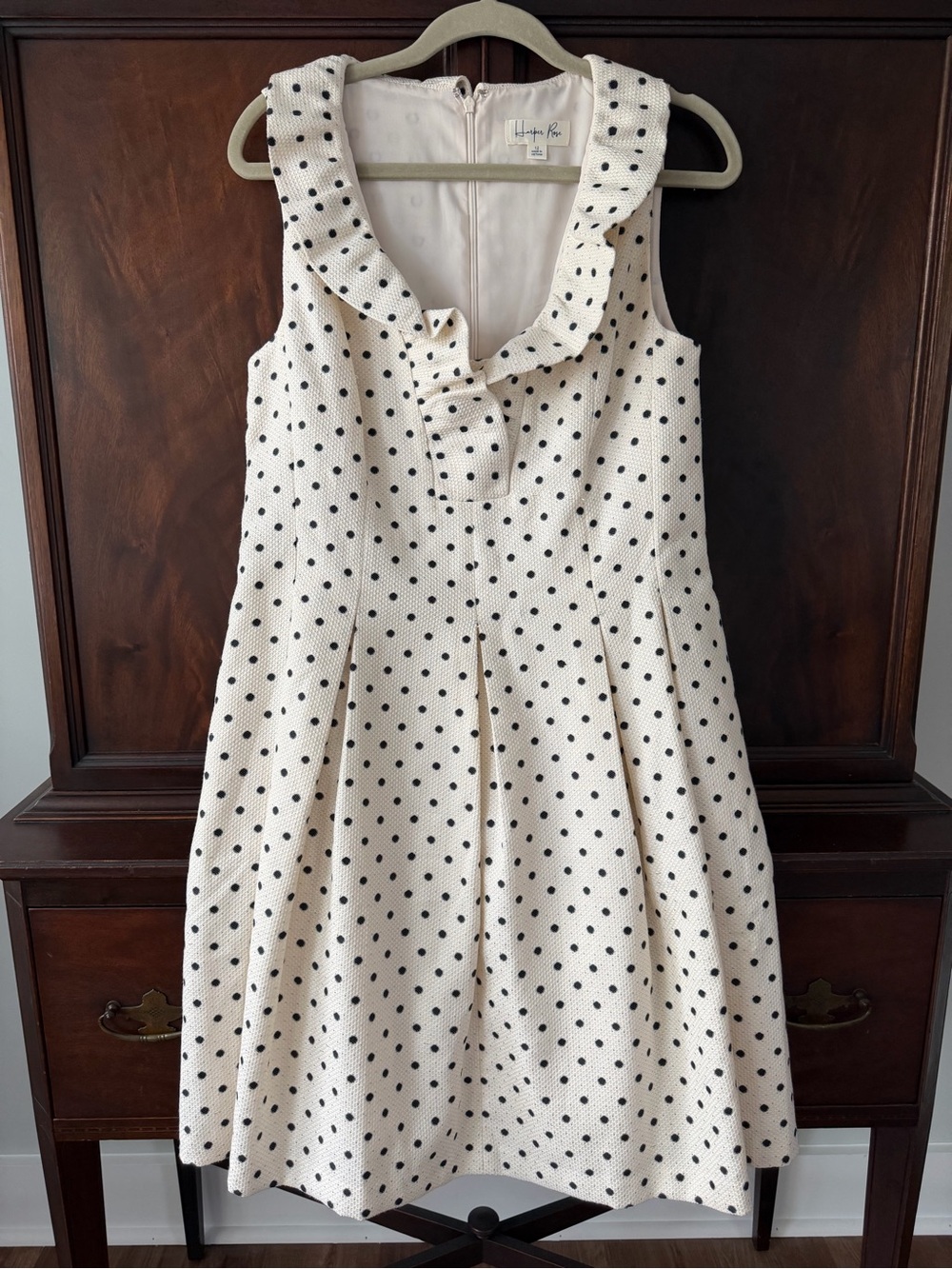 Cream Polka Dot Sleeveless Fit-and-Flare Dress
